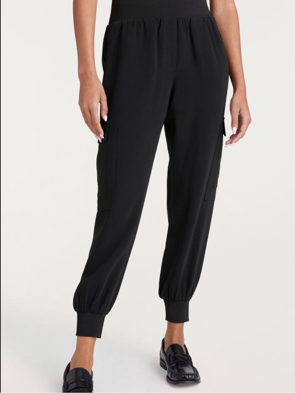 Cinq à Sept Giles Pant XS Black Cupro Joggers Elastic Waist Luxe Athleisure